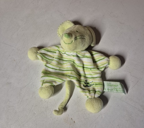 Doudou plat souris verte rayé