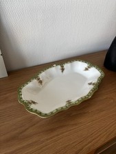 Vintage Plat De Service Avec Défauts Vert À Dorures Porcelaine Limoges