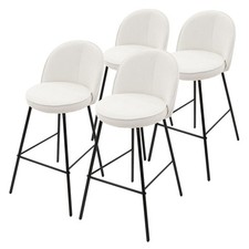 Tabourets de bar comptoir beige avec dossier repose-pieds hauteur 75 cm lot de 4