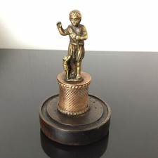 Petite Sculpture Ancienne Bronze XIXè Jeune Pasteur sur Socle Victorian 19thC