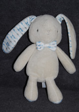 🍀Peluche KLORANE Doudou Lapin Demi Rond Bleu Gris Nœud Papillon 23 / 34 Cm TTBE