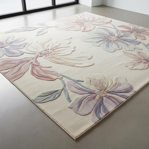 Tapis fleurs laine - fleurs, en