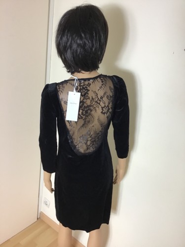 Robe velours lisse - , noire