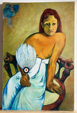 Art  Contemporain, Nue, d'après " Jeune fille à l'éventail " de Paul Gauguin.