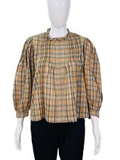 Blouse Tunique À Volants En Coton Imprimé À Carreaux Pour Femmes Taille S