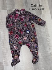 Catimini 6 MOIS FILLE : Pyjama Babygros Velours velours Fleuri Hiver