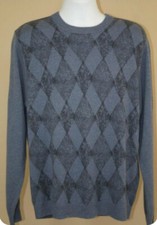 Murano Sport 100% Cashmere Sweater, blue argyle pattern, very cozy, size L