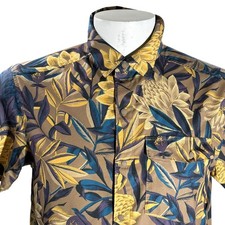 Mountain Hardwear Chemise Hawaïenne Petit Floral Tropical Fleurs Feuilles Marron