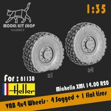 1:35 - Roues VAB 4x4 Michelin XML 14.00R20 pour Heller by modelkit.fr