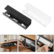 Espace de travail propre et organisé avec support cordon sous bureau plus d'enc