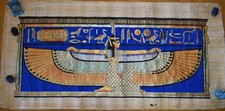 Papyrus égyptien Ma’at ailé de 6,3 pieds x 3 pieds - art mural de déesse pein...
