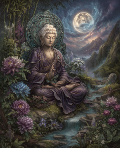 Serene buddha statue - statue, in