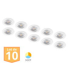Lot de 10 Spots LED encastrables 3en1 rond blanc 7W IP20