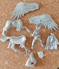 Warhammer Bretonnian Lord on Pegasus w/ Sword and Shield OOP The Old World Metal