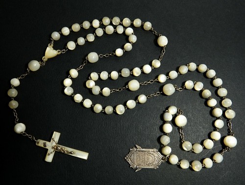 Chapelet nacre argent st - nacre, &