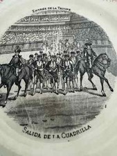 Lot de 6 assiettes parlantes sur la tauromachie et l'arène, Sarreguemines Digoin