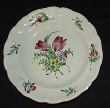 Faïence de Lunéville, modèle "Réverbère" : Grand plat 30.5 cm, Tulipes, bon état