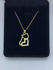 collier pendentif chat coeur Couleur or diamant acier inoxydable femme fille