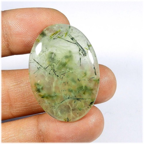 Cabochon rutilé vert - , naturel