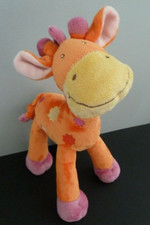 L4. DOUDOU PELUCHE ORCHESTRA JUNGLE GIRAFE ORANGE ROSE JAUNE - EXCELLENT ETAT