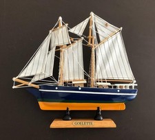 Maquette bateau à voile - Goélette - Bois et tissu