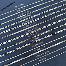 Chaîne de collier argentée acier inoxydable, Cadeau Noël unisexe, Chaine homme