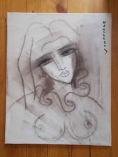 Fusain et Acrylique sur Toile du Peintre  Hrasarkos , Portrait
