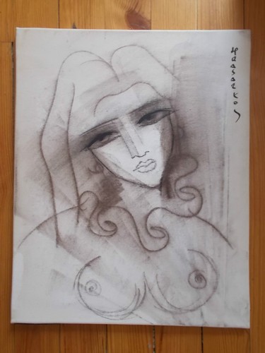 Fusain acrylique sur toile - et,