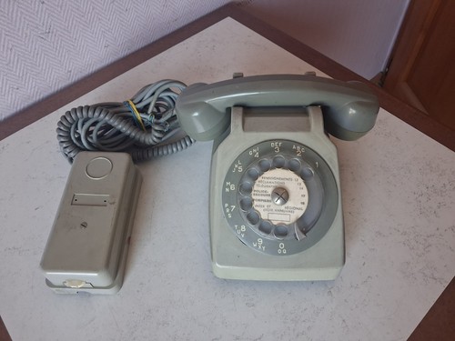 Téléphone fixe gris cadran - téléphone,