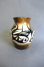 Vase en céramique émaillée à décor abstrait signé Noël et daté février 1962