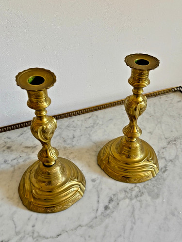 Paire flambeaux bougeoirs - paire,