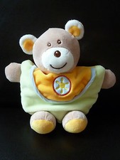 32. DOUDOU SEMI PLAT AJENA OURS beige jaune vert orange ETAT NEUF*