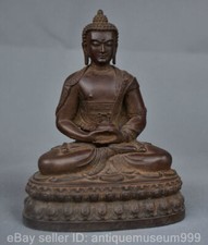 6.6" Old Chinese Bronze Buddhism Shakyamuni Amitabha Buddha Statue Sculpture