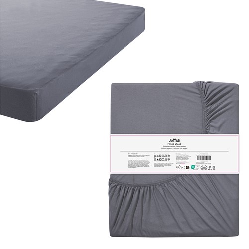 Drap housse 140x200 coton gris - drap,