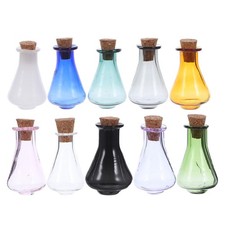  Lot de 10 mini bocaux en liège décoratifs en verre pour faire des vœux, pour