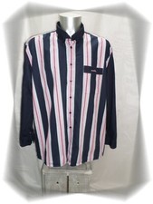 A - Chemise Rayée Bleu Marine Rose Bleu Clair Oliphil  Taille XXL