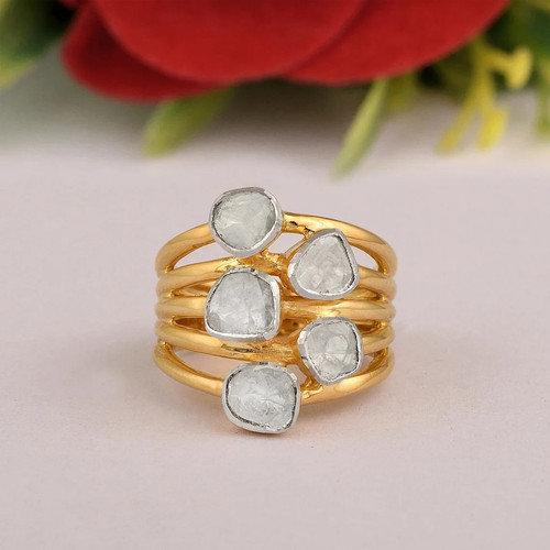 Bague diamant polki style - bague,