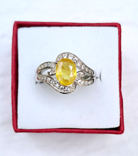 Bague saphir jaune argent 925 / or blanc T 53 +