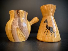 Duo Vintage Céramique Faux Bois Vallauris - Grandjean Jourdan Années 50/60