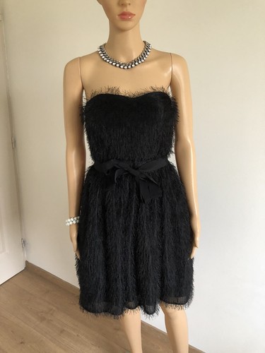 Robe bustier noire poils - bustier,