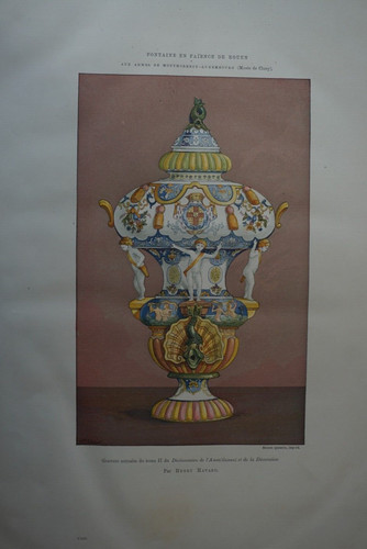 Litho xix fontaine potiche - fontaine,
