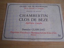 étiquette vin Chambertin Clos de Bèze grand cru Domaine Clair Dau burgundy