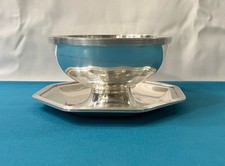 Saucière CHRISTOFLE modèle ONDULATION métal argenté ART DÉCO plat service table