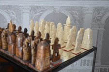 JEU D'ECHEC EGYPTIEN EN OS  VERS 1960 COMPLET PARFAIT ETAT