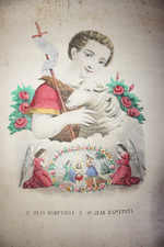 GRANDE LITHO XIX° PORTRAIT SAINT JEAN BAPTISTE ENFANT RELIGION DIEU IMAGE EPINAL