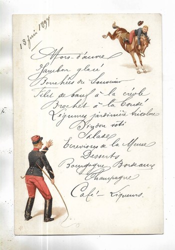 Rare menu ancien 1897 voir - de, 1897.