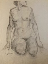 Beau Dessin Fusain Papier Femme Nue Erotique Nu Jean Dreyfus 1929 Stern Danse