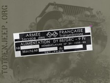 label plaque plaquette  poste radio  ALIMENTATION DY88   .  jeep willys  us ww2