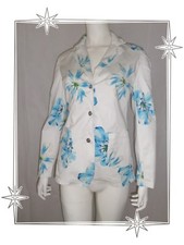 A  - Veste Blazer Blanc Imprimé Fleurs Bleues Kenzo Jeans Taille 38