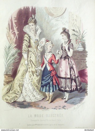 Gravure mode illustree 1877 - mode,